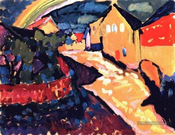 Wassily Kandinsky œuvres - Murnau avec l’arc en ciel Wassily Kandinsky